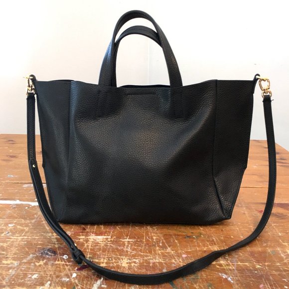 Banana Republic Handbags - Banana Republic Black Pebbled Leather Crossbody Satchel, Handbag, NWOT